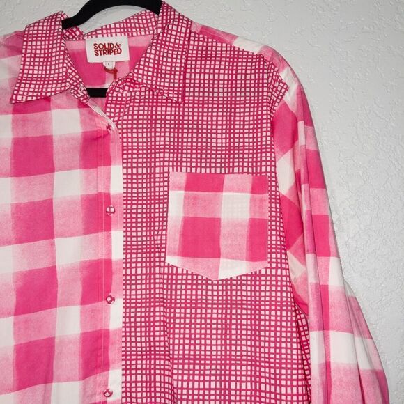 NWT Solid & Striped x Revolve‎ Painted Strawberry Gingham Drawstring Dress Large - Picture 3 of 10